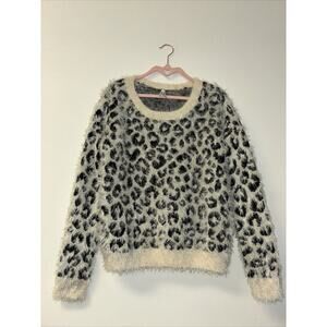 vintage mudd‎ sweater Sz Med cheetah Print Leopard Y2K Fuzzy Sweater Lux Classic